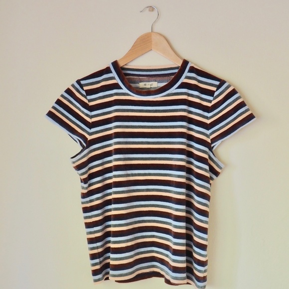 Madewell Izzy Striped Velvet Crewneck Top - Picture 5 of 8